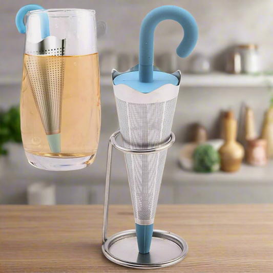 Reusable Umbrella Tea Strainer With Tray Stand