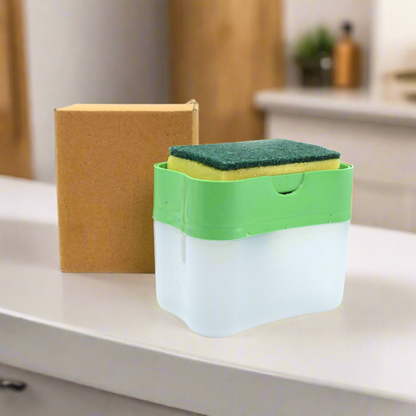 2-in-1 Plastic Soap Pump Dispenser with Sponge Holder