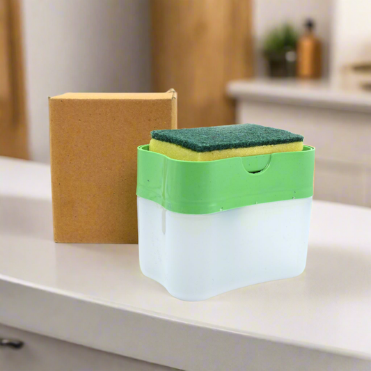 2-in-1 Plastic Soap Pump Dispenser with Sponge Holder