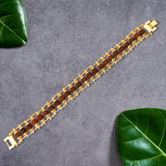 Golden Modern Rudraksha Bracelet Rakhi
