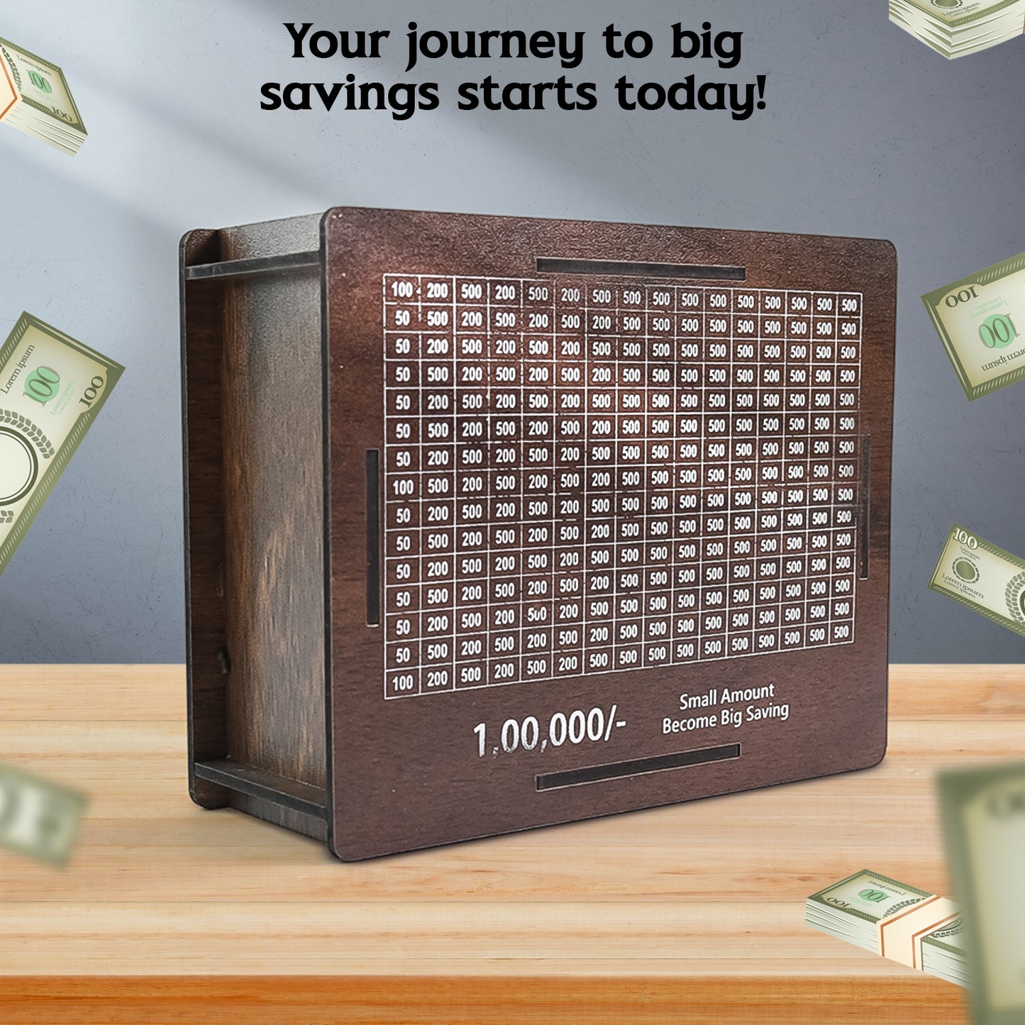Wooden Money Bank with  4 Sketch Pen