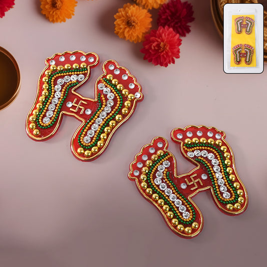 Decorative Laxmi Charan Paduka Sticker Set (Pack of 2)