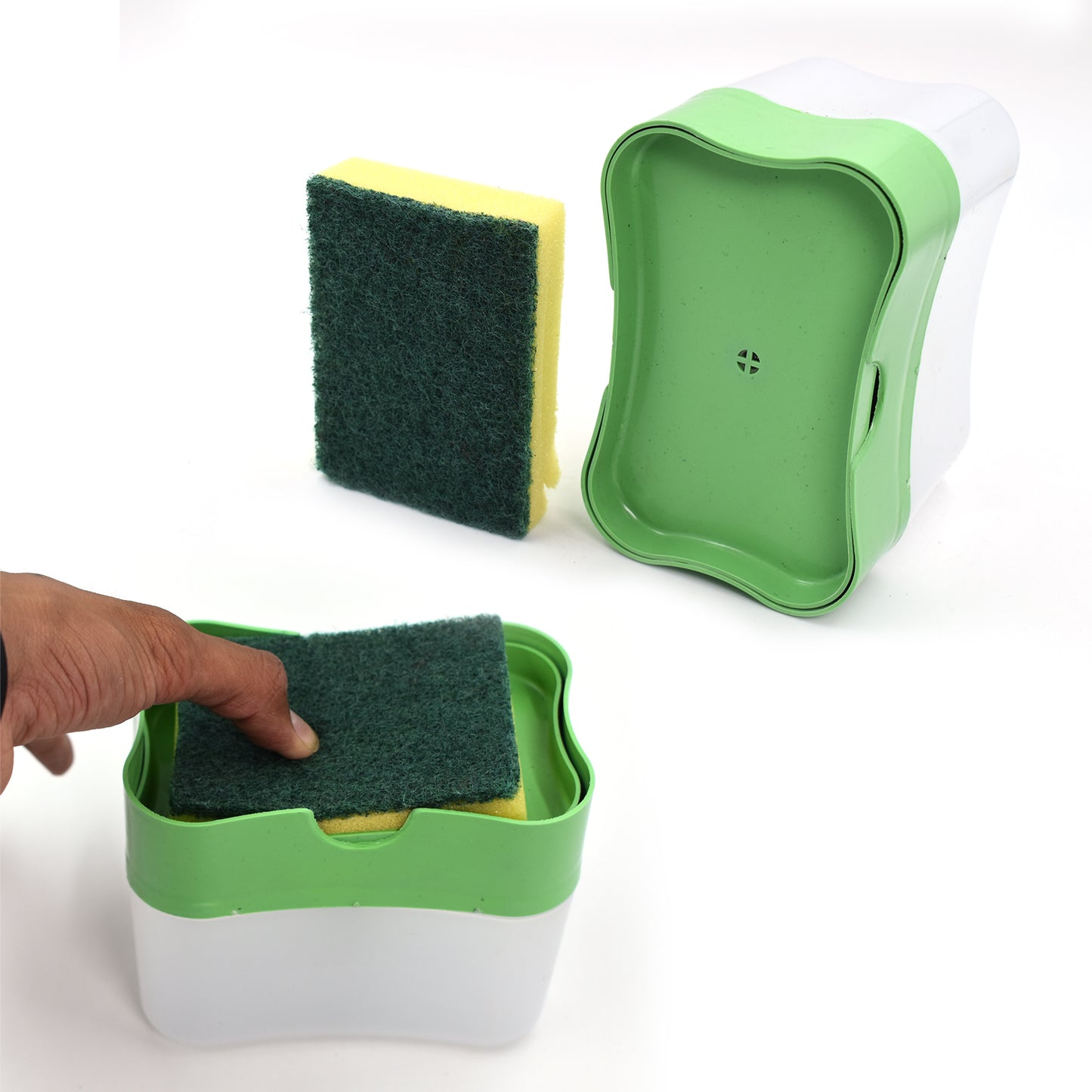 2-in-1 Plastic Soap Pump Dispenser with Sponge Holder