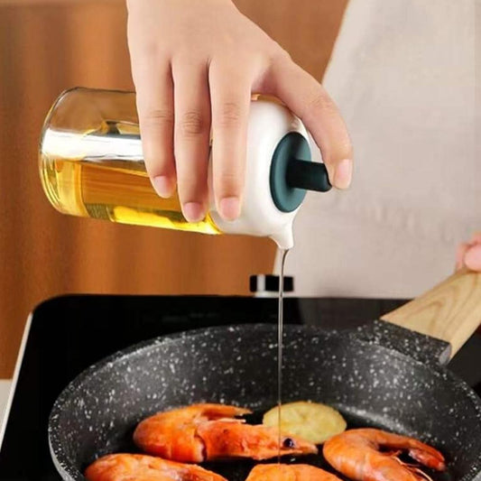 2 In 1 Glass Oil Dispenser Jar With Brush (1 Set)