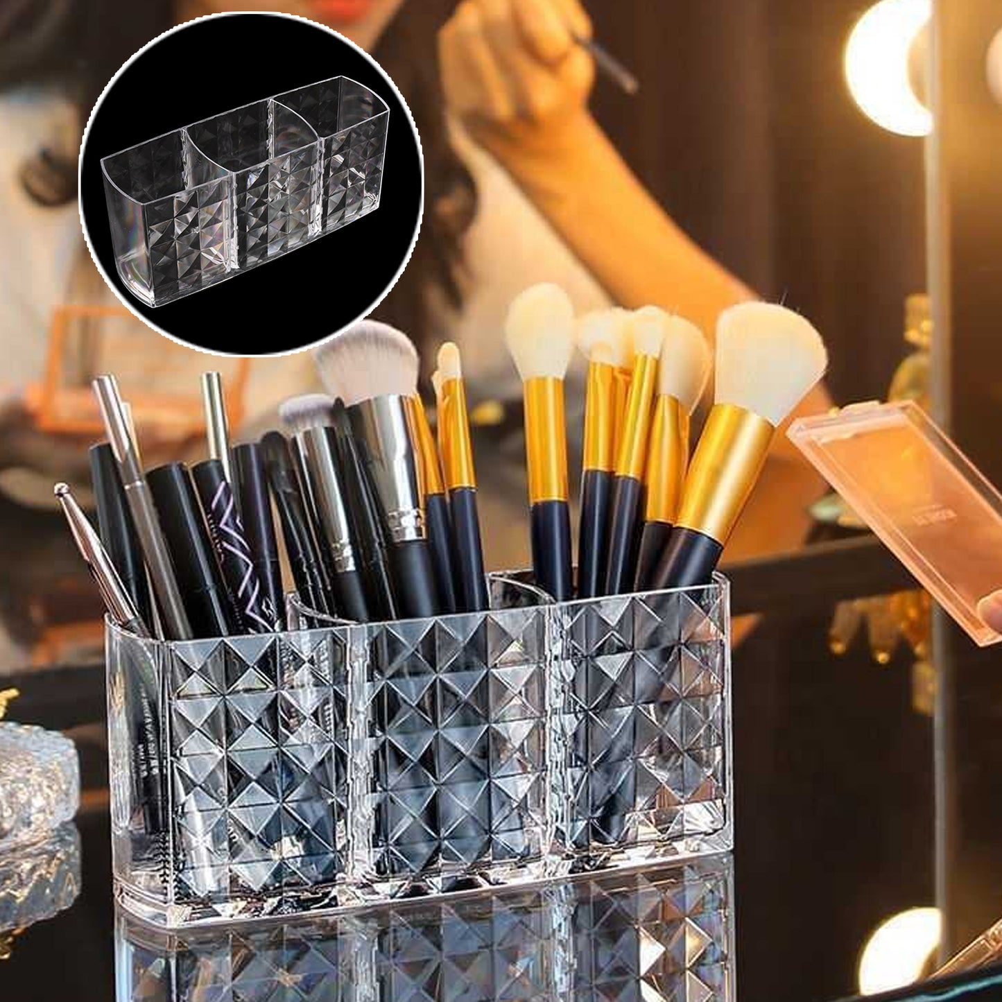 Elegant Crystal-effect 3-compartment Organizer