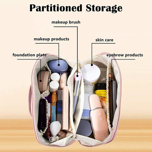 Premium Travel Makeup & Toiletry Organizer (Peach)