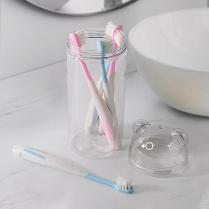 Travel-friendly Toothbrush Holder With 4 Soft Bristle Toothbrushes