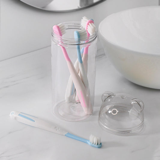 Travel-friendly Toothbrush Holder With 4 Soft Bristle Toothbrushes