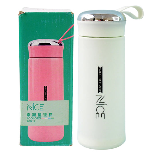 Water Bottle 400ml Leak Proof Glass Water Bottle With Daily Water Intake For Gym And Children Nice Bottle (1 Pc  White Color)
