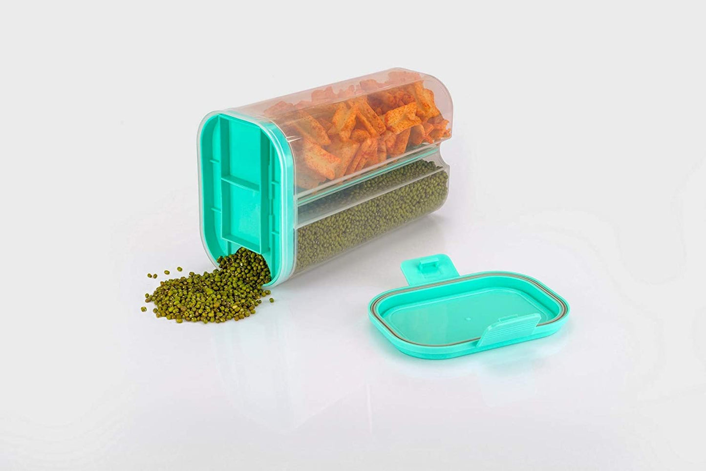 Plastic 2 Sections Air Tight Transparent Food Container (2 Ltr)