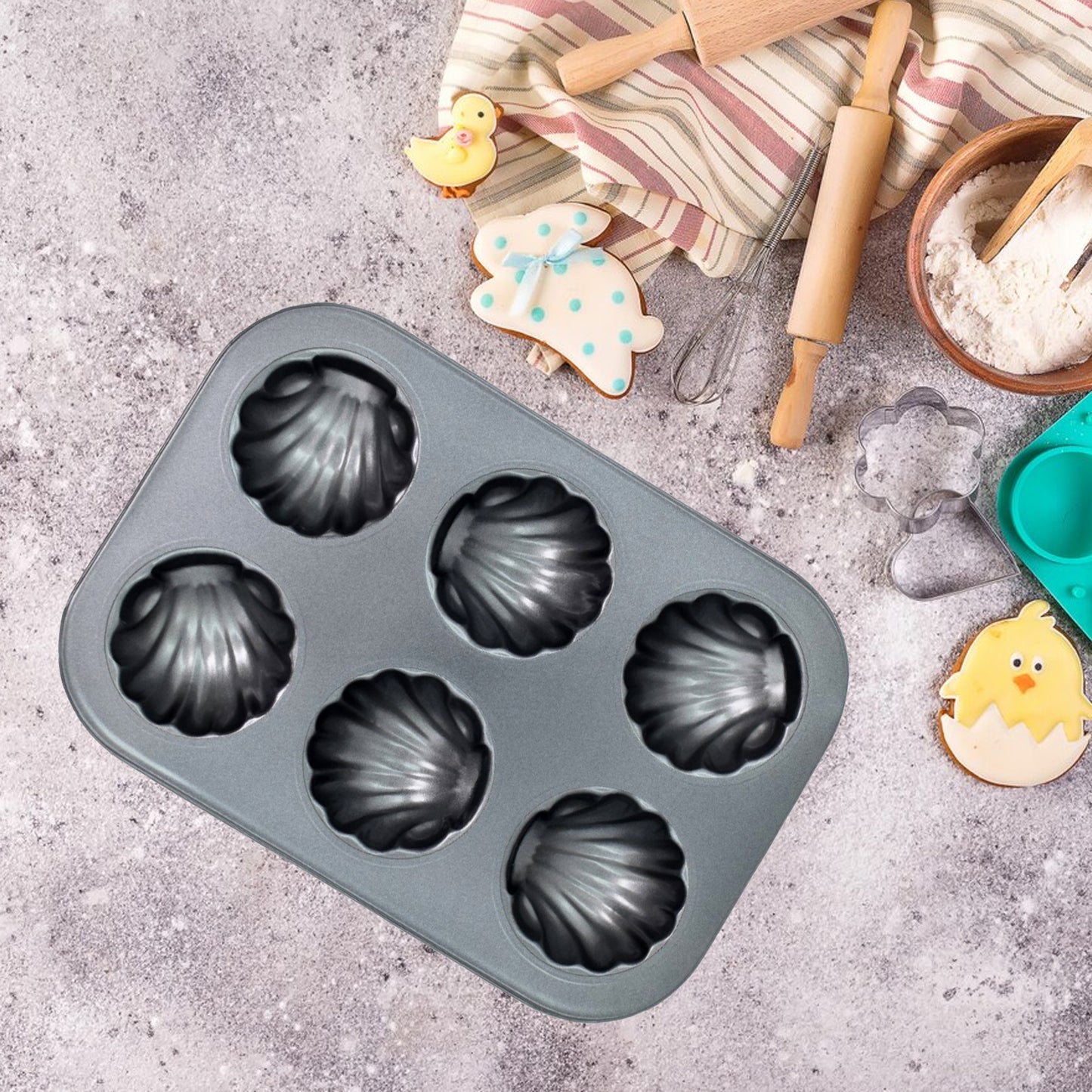6 Slot Non-stick Cupcake Baking Molds Tray
