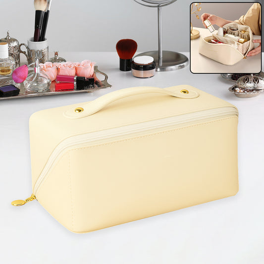 Portable Premium Travel Makeup Organizer (Cream)