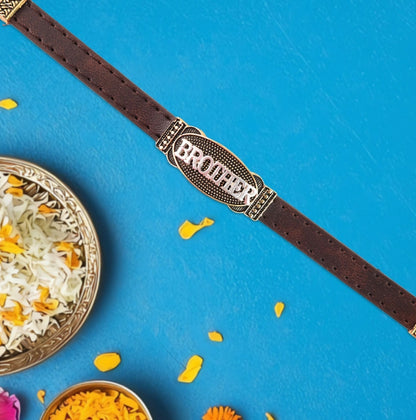 Stylish Brother Rakhi with Leather Band