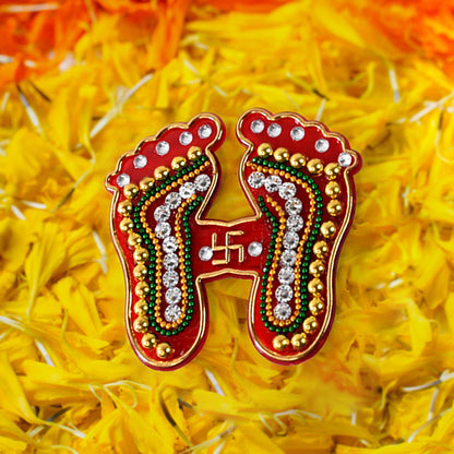Decorative Laxmi Charan Paduka Sticker Set (Pack of 2)
