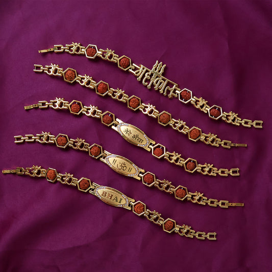 Rudraksh Metal Rakhi Bracelet For Brother (Mix Design  1 Pc)