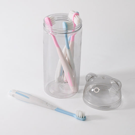Travel-friendly Toothbrush Holder With 4 Soft Bristle Toothbrushes