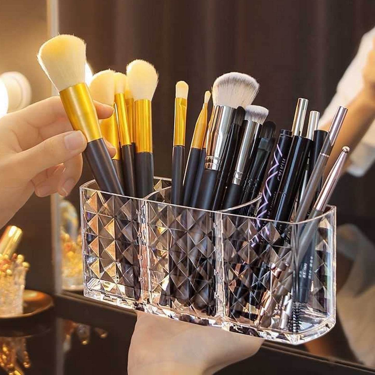 Elegant Crystal-effect 3-compartment Organizer