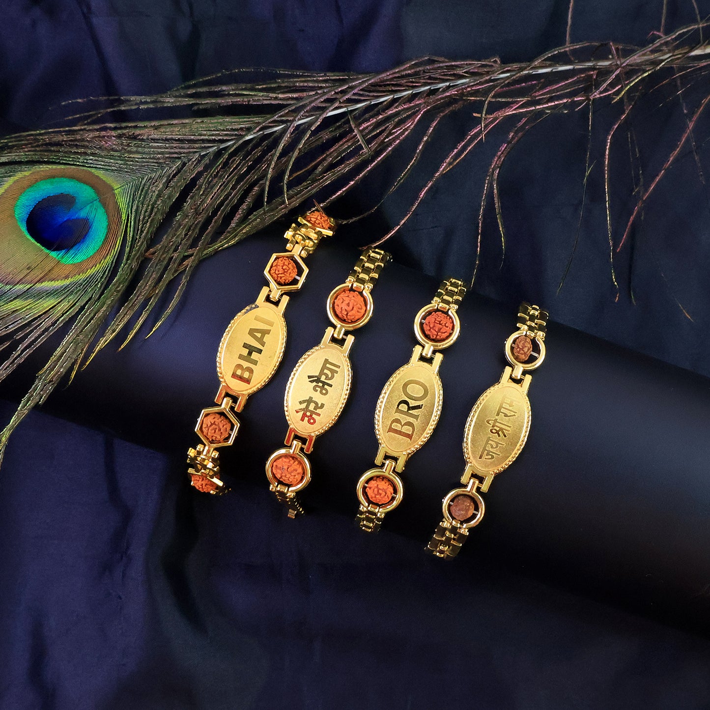 Gold Plated Metal Bracelet Rakhi For Brother (Mixed Design)