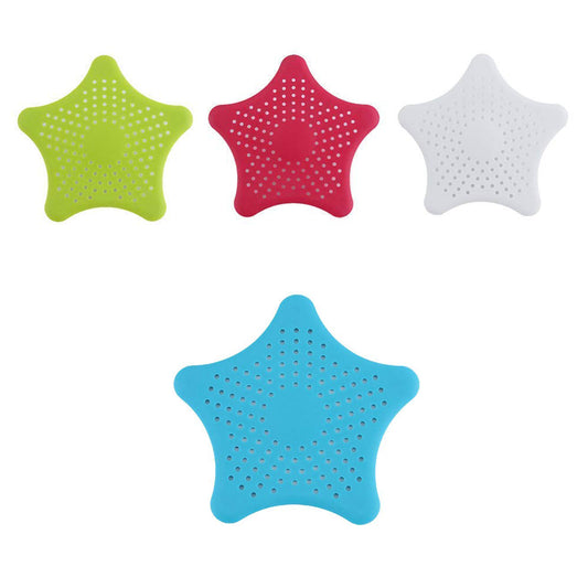 Star Shape Suction Kitchen Bathroom Sink Drain Strainer (Mix Color 6Pc)