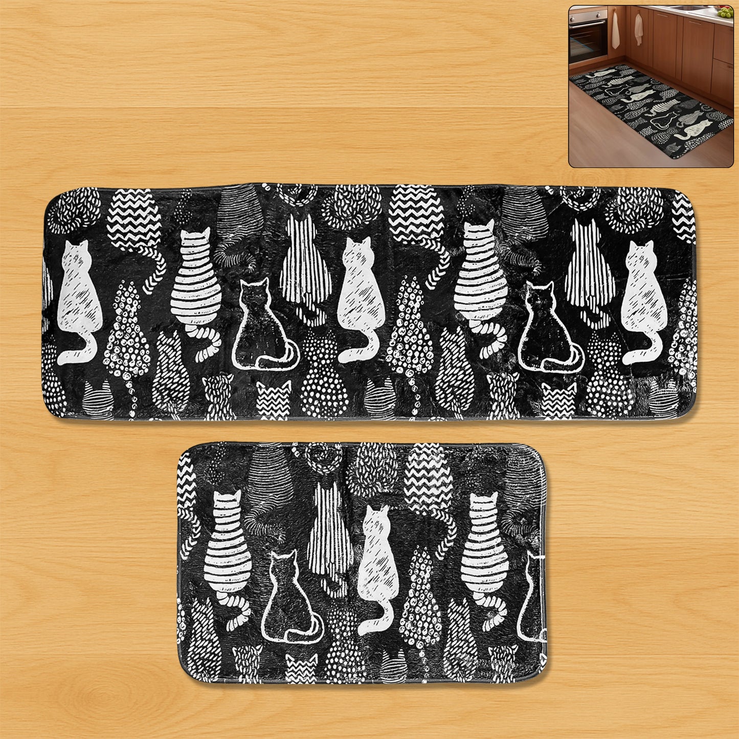 2 Pc Kitchen Floor Mat Set (40x60 Cm  45x120 Cm)
