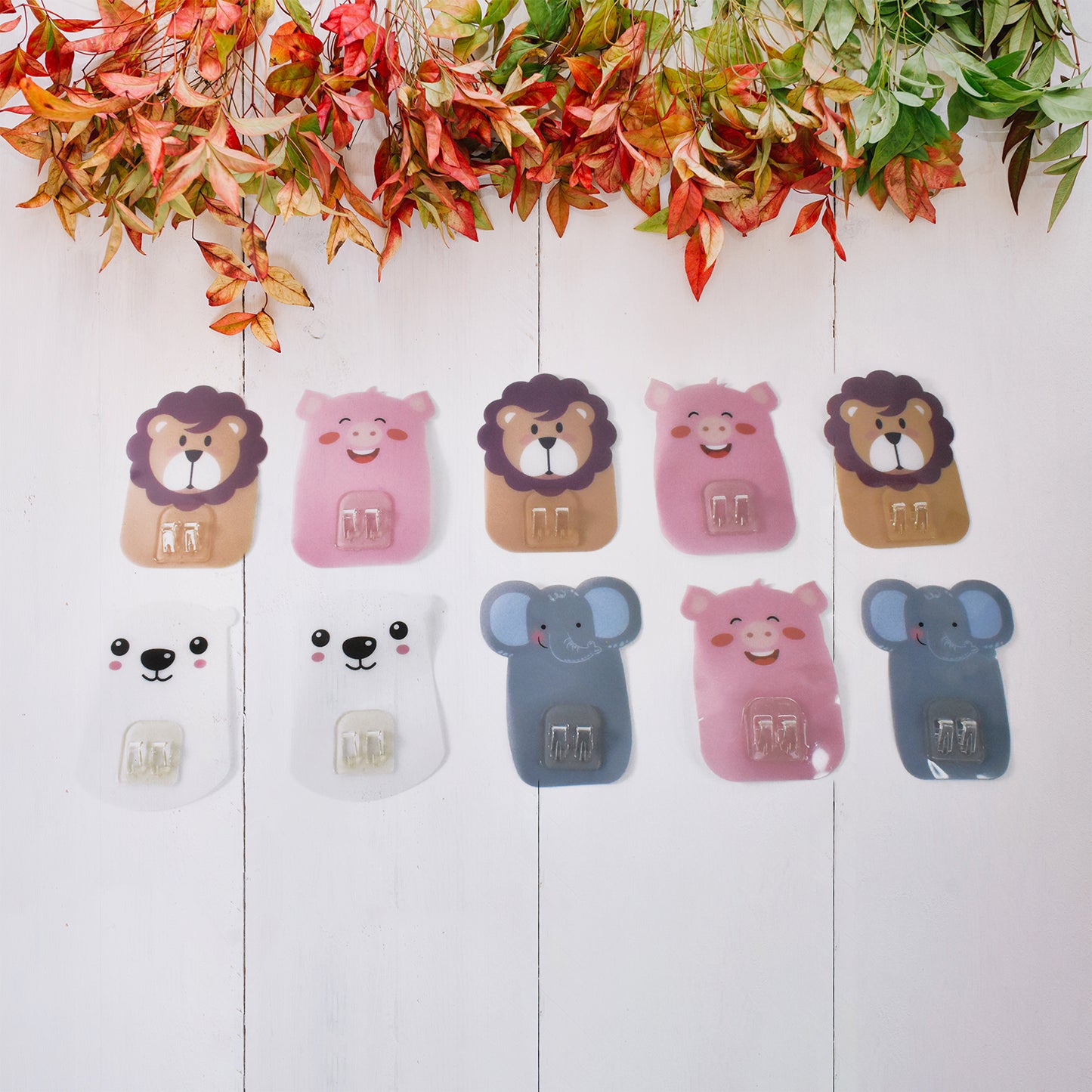 Cartoon Wall Mounted Self Adhesive Hooks (10 Pcs)